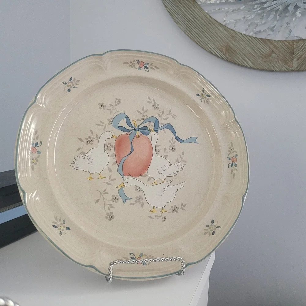Large Serving Platter International Stoneware‎ Country Geese Whimsical Marmalade